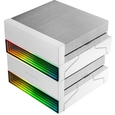 Mars Gaming MCPUX26W MCPU-X26 - Disipador CPU de Doble Torre para Intel y AMD, 6 Heatpipes HCT, 350W TDP, 2 Ventiladores ARGB 120mm Infinity Mirror, Blanco